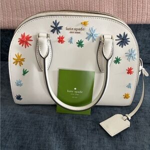 Kate Spade Red and White Satchel with Floral Accents